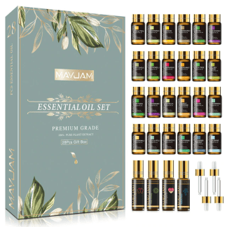 28Pcs Pure Natural Essential Oils Gift Set Massage Shower Diffuser Aroma Oil Lavender Vanilla Sage Jasmine Rose Stress Relief